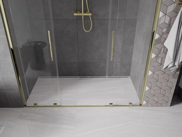 Mexen Velar Duo, usa glisanta pentru deschidere 170x200 cm, sticla transparenta 8mm, auriu lucios, 871-170-000-02-50