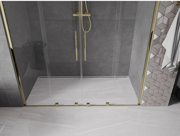 Mexen Velar Duo, usa glisanta pentru deschidere 170x200 cm, sticla transparenta 8mm, auriu lucios, 871-170-000-02-50