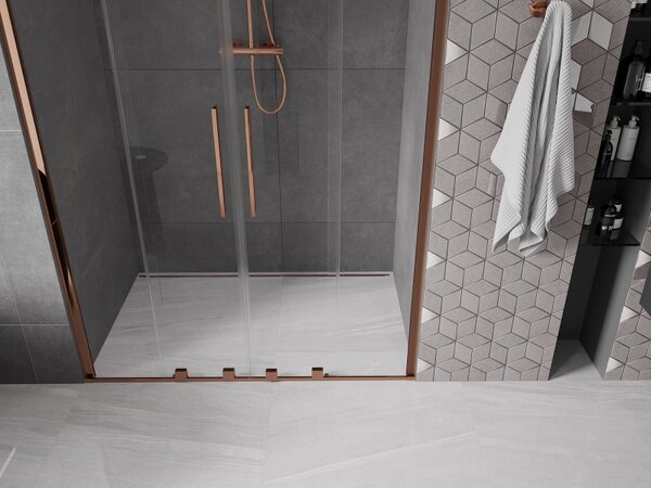 Mexen Velar Duo, usa glisanta pentru deschidere 160x200 cm, sticla transparenta 8mm, aur roz, 871-160-000-02-60