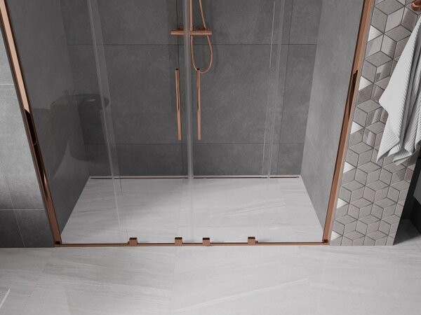 Mexen Velar Duo, usa glisanta pentru deschidere 170x200 cm, sticla transparenta 8mm, aur roz, 871-170-000-02-60