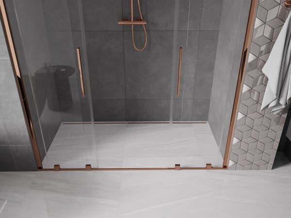 Mexen Velar Duo, usa glisanta pentru deschidere 170x200 cm, sticla transparenta 8mm, aur roz, 871-170-000-02-60