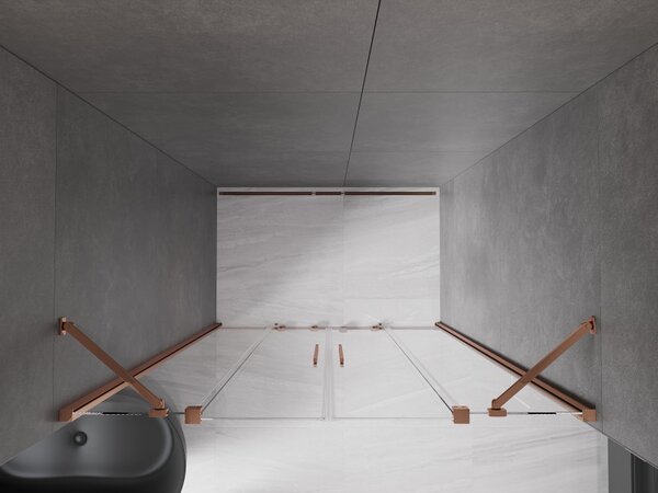 Mexen Velar Duo, usa glisanta pentru deschidere 160x200 cm, sticla transparenta 8mm, aur roz, 871-160-000-02-60