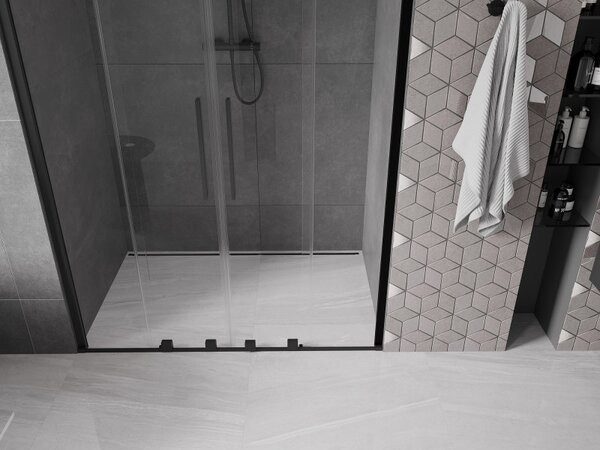 Mexen Velar Duo, usa culisanta pentru deschidere 150x200 cm, sticla transparenta 8mm, negru mat, 871-150-000-02-70
