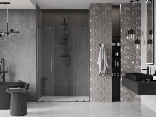 Mexen Velar Duo, usa glisanta pentru deschidere 150x200 cm, sticla transparenta 8mm, grafit mat, 871-150-000-02-66