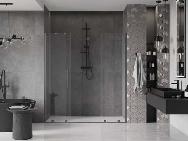 Mexen Velar Duo, usa culisanta pentru deschidere 170x200 cm, sticla transparenta 8mm, grafit mat, 871-170-000-02-66
