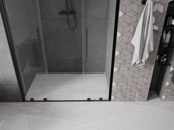 Mexen Velar Duo, usa culisanta pentru deschidere 150x200 cm, sticla transparenta 8mm, negru mat, 871-150-000-02-70