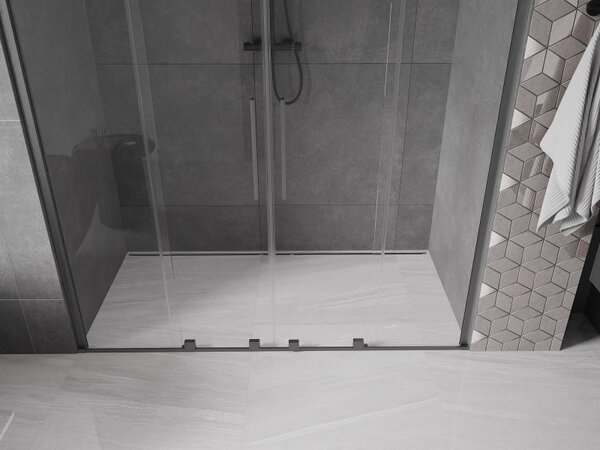 Mexen Velar Duo, usa culisanta pentru deschidere 170x200 cm, sticla transparenta 8mm, grafit mat, 871-170-000-02-66