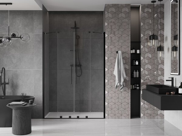Mexen Velar Duo, usa culisanta pentru deschidere 150x200 cm, sticla transparenta 8mm, negru mat, 871-150-000-02-70