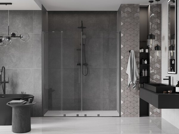 Mexen Velar Duo, usa culisanta pentru deschidere 170x200 cm, sticla transparenta 8mm, grafit mat, 871-170-000-02-66