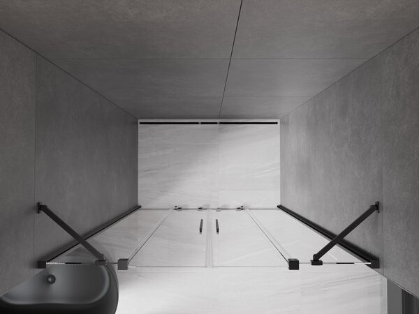 Mexen Velar Duo, usa culisanta pentru deschidere 150x200 cm, sticla transparenta 8mm, negru mat, 871-150-000-02-70