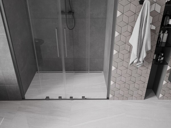 Mexen Velar Duo, usa glisanta pentru deschidere 150x200 cm, sticla transparenta 8mm, grafit mat, 871-150-000-02-66