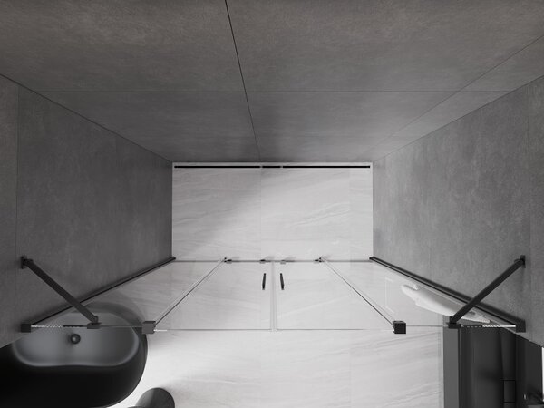 Mexen Velar Duo, usa culisanta pentru deschidere 170x200 cm, sticla transparenta 8mm, negru mat, 871-170-000-02-70