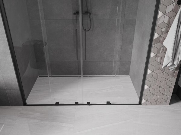 Mexen Velar Duo, usa glisanta pentru deschidere 180x200 cm, sticla transparenta 8mm, negru mat, 871-180-000-02-70