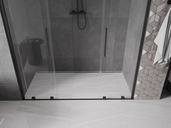 Mexen Velar Duo, usa glisanta pentru deschidere 180x200 cm, sticla transparenta 8mm, negru mat, 871-180-000-02-70
