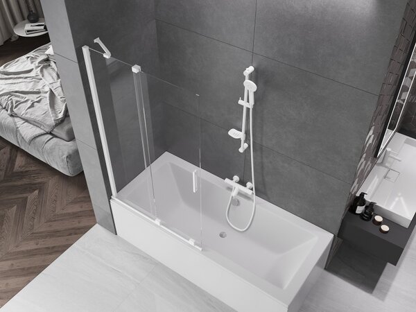 Mexen Velar, paravan de baie glisant cu 2 aripi 100 x 150 cm, sticla transparenta 8 mm, profil alb, 896-100-000-01-20