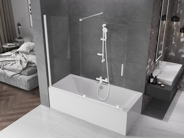 Mexen Velar, paravan de baie glisant cu 2 aripi 170 x 150 cm, sticla transparenta 8 mm, profil alb, 896-170-000-01-20