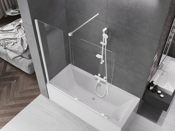 Mexen Velar, paravan de baie glisant cu 2 aripi 150 x 150 cm, sticla transparenta 8 mm, profil alb, 896-150-000-01-20