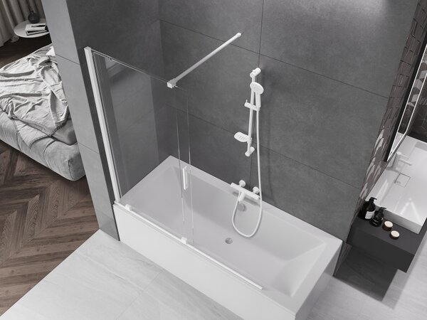 Mexen Velar, paravan de baie glisant cu 2 aripi 150 x 150 cm, sticla transparenta 8 mm, profil alb, 896-150-000-01-20