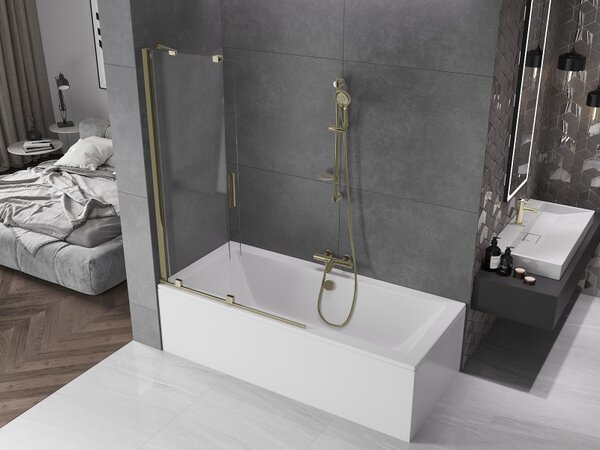 Mexen Velar, paravan de baie glisant cu 2 aripi 110 x 150 cm, sticla transparenta 8 mm, profil auriu lucios, 896-110-000-01-50