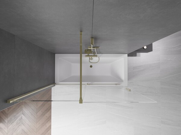 Mexen Velar, paravan de baie glisant cu 2 aripi 160 x 150 cm, sticlă transparentă de 8 mm, profil auriu lucios, 896-160-000-01-50