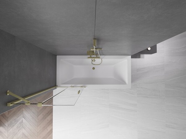 Mexen Velar, paravan de baie glisant cu 2 aripi 70 x 150 cm, sticlă transparentă de 8 mm, profil auriu mat, 896-070-000-01-55