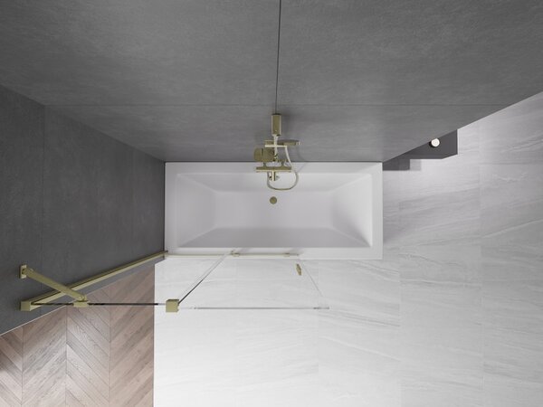 Mexen Velar, paravan de baie glisant cu 2 aripi 110 x 150 cm, sticlă transparentă de 8 mm, profil auriu mat, 896-110-000-01-55
