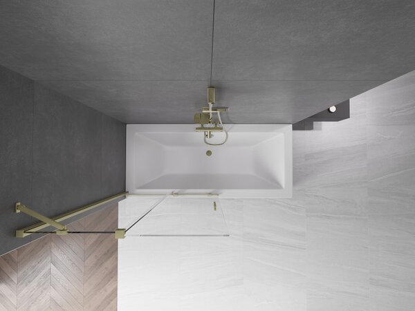 Mexen Velar, paravan de baie glisant cu 2 aripi 100 x 150 cm, sticlă transparentă de 8 mm, profil auriu mat, 896-100-000-01-55