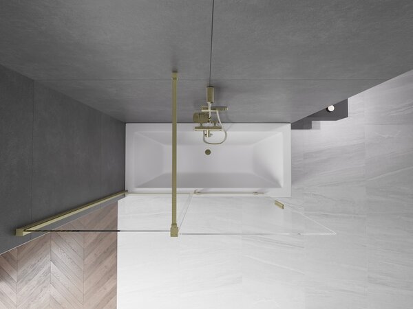 Mexen Velar, paravan de baie glisant cu 2 aripi 150 x 150 cm, sticlă transparentă de 8 mm, profil auriu mat, 896-150-000-01-55