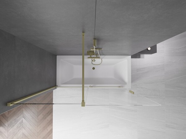 Mexen Velar, paravan de baie glisant cu 2 aripi 160 x 150 cm, sticlă transparentă de 8 mm, profil auriu mat, 896-160-000-01-55
