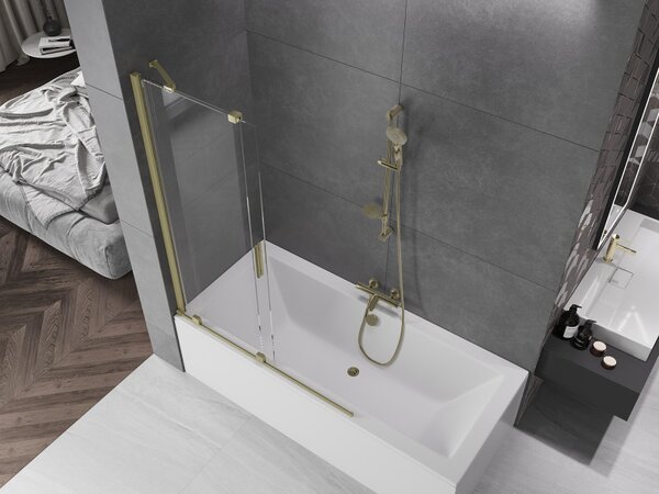 Mexen Velar, paravan de baie glisant cu 2 aripi 120 x 150 cm, sticlă transparentă de 8 mm, profil auriu mat, 896-120-000-01-55