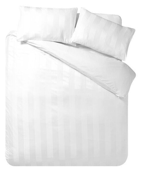 Lenjerie de pat albă din satin pentru pat dublu cu 3 piese 200x200 cm So Soft Satin Stripe – Catherine Lansfield