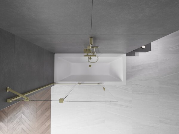 Mexen Velar, paravan de baie glisant cu 2 aripi 120 x 150 cm, sticlă transparentă de 8 mm, profil auriu mat, 896-120-000-01-55