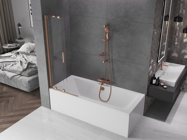 Mexen Velar, paravan de baie glisant cu 2 aripi 70 x 150 cm, sticlă transparentă de 8 mm, cupru mat, 896-070-000-01-65