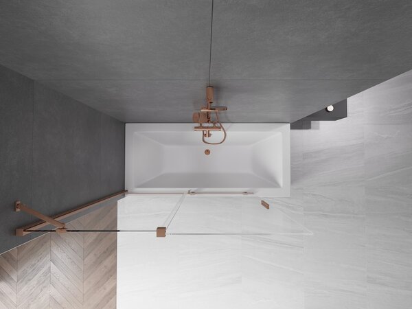 Mexen Velar, paravan de baie glisant cu 2 aripi 140 x 150 cm, sticlă transparentă de 8 mm, cupru mat, 896-140-000-01-65