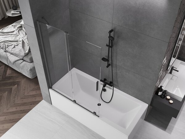Mexen Velar, paravan de baie glisant cu 2 aripi 120 x 150 cm, sticlă transparentă de 8 mm, profil grafit mat, 896-120-000-01-66