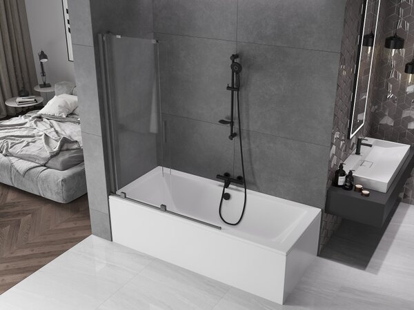 Mexen Velar, paravan de baie glisant cu 2 aripi 120 x 150 cm, sticlă transparentă de 8 mm, profil grafit mat, 896-120-000-01-66