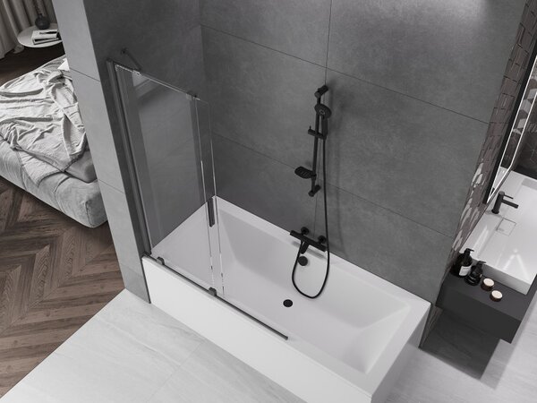 Mexen Velar, paravan de baie glisant cu 2 aripi 120 x 150 cm, sticlă transparentă de 8 mm, profil grafit mat, 896-120-000-01-66