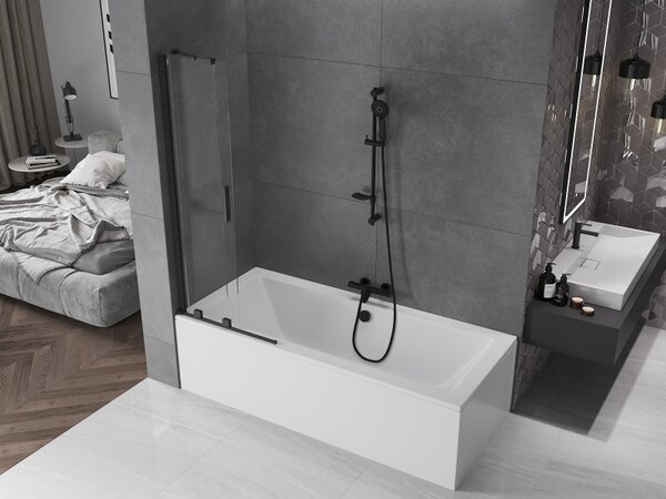 Mexen Velar, paravan de baie glisant cu 2 aripi 70 x 150 cm, sticlă transparentă de 8 mm, negru mat, 896-070-000-01-70