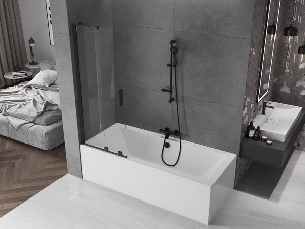 Mexen Velar, paravan de baie glisant cu 2 aripi 70 x 150 cm, sticlă transparentă de 8 mm, negru mat, 896-070-000-01-70