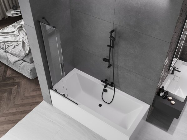 Mexen Velar, paravan de baie glisant cu 2 aripi 70 x 150 cm, sticlă transparentă de 8 mm, negru mat, 896-070-000-01-70