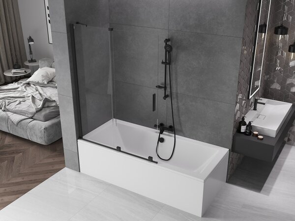 Mexen Velar, paravan de baie glisant cu 2 aripi 120 x 150 cm, sticlă transparentă de 8 mm, negru mat, 896-120-000-01-70