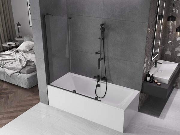 Mexen Velar, paravan de baie glisant cu 2 aripi 130 x 150 cm, sticlă transparentă de 8 mm, negru mat, 896-130-000-01-70