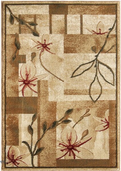 Covor Sufragerie Dormitor, Model Lotos 1510, Crem Bej Dreptunghi, Bej, 100x200