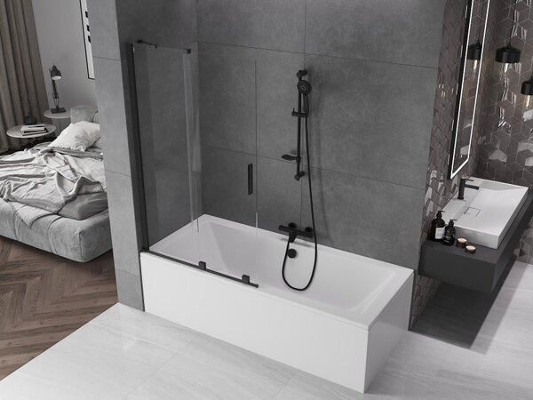 Mexen Velar, paravan de baie glisant cu 2 aripi 100 x 150 cm, sticlă transparentă de 8 mm, negru mat, 896-100-000-01-70