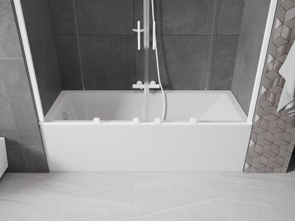 Mexen Velar Duo, paravan de baie glisant cu 2 aripi 170 x 150 cm, sticlă transparentă de 8 mm, profil alb, 896-170-000-02-20