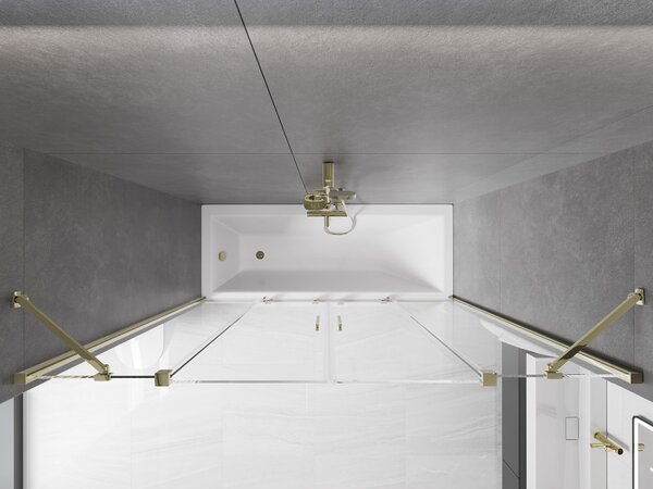 Mexen Velar Duo, paravan de baie glisant cu 2 aripi 170 x 150 cm, sticlă transparentă de 8 mm, profil auriu lucios, 896-170-000-02-50