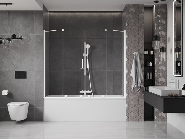 Mexen Velar Duo, paravan de baie glisant cu 2 aripi 170 x 150 cm, sticlă transparentă de 8 mm, profil alb, 896-170-000-02-20