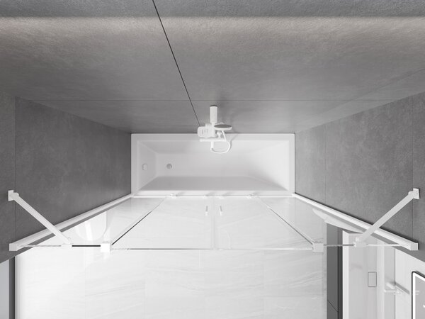 Mexen Velar Duo, paravan de baie glisant cu 2 aripi 170 x 150 cm, sticlă transparentă de 8 mm, profil alb, 896-170-000-02-20