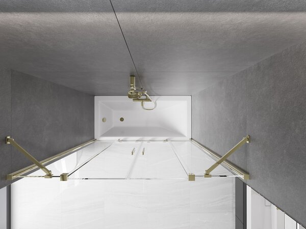 Mexen Velar Duo, paravan de baie glisant cu 2 aripi 140 x 150 cm, sticlă transparentă de 8 mm, profil auriu lucios, 896-140-000-02-50