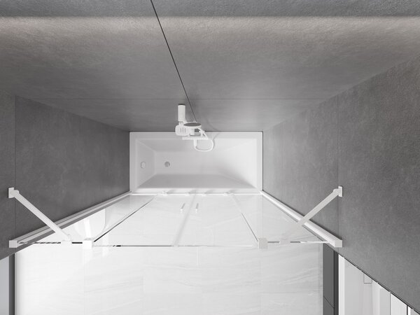 Mexen Velar Duo, paravan de baie glisant cu 2 aripi 140 x 150 cm, sticlă transparentă de 8 mm, profil alb, 896-140-000-02-20